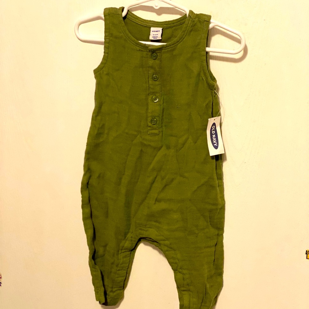 Old navy baby boy green romper